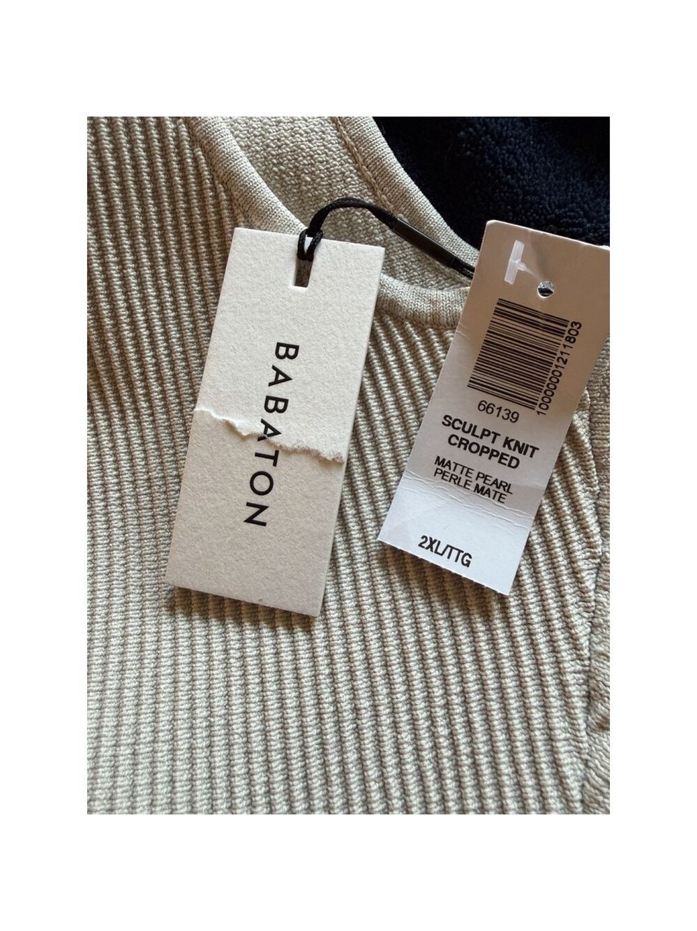 Aritzia Babaton Sculpt Knit Crop Top 2XL - Matte Pearl NWT - Picture 5 of 9